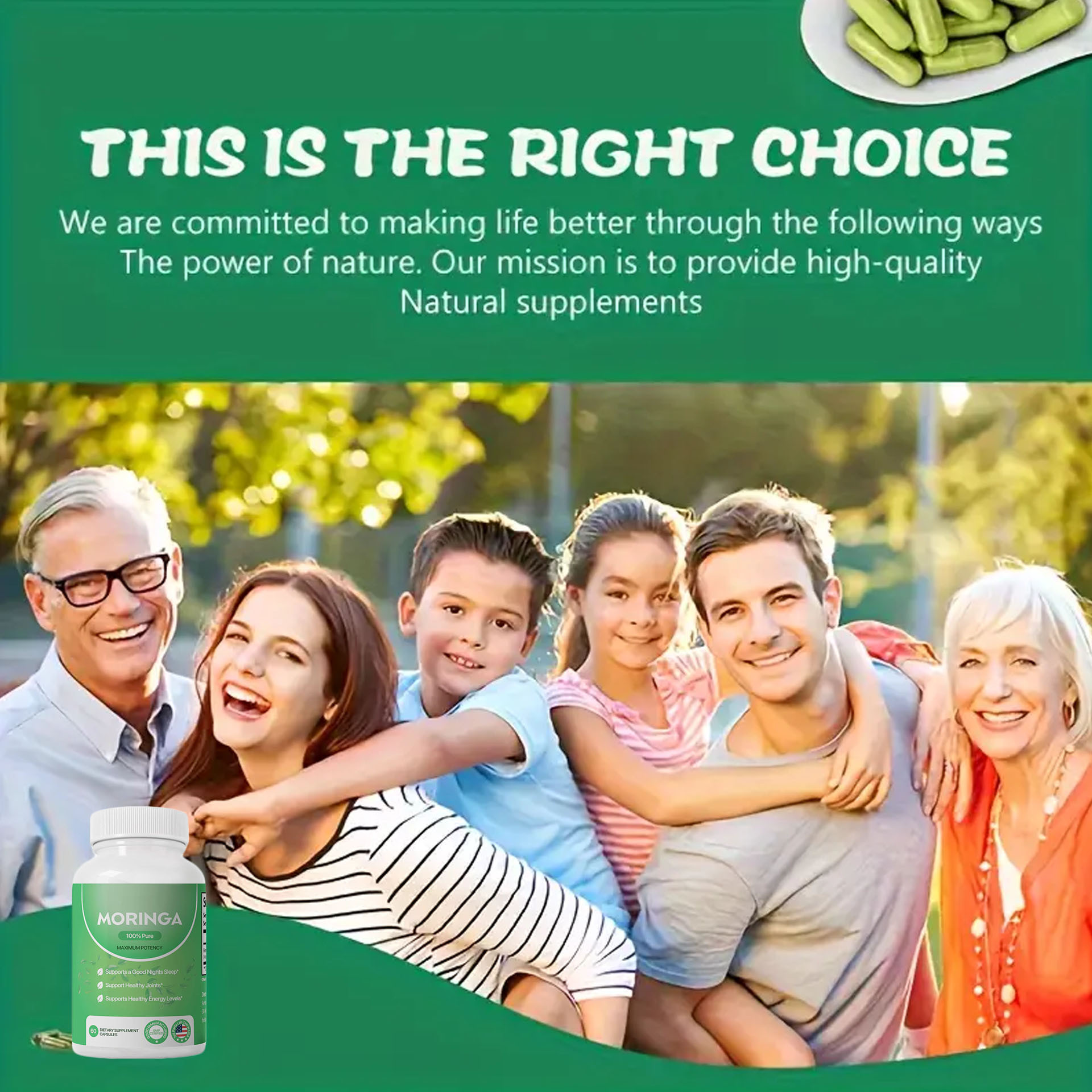 Moringa Capsules, Pura Moringa Leaf Energy, Metabolism & Immune Support, Healthcare Supplement & Vitamins 60pcs Dietary Supplement Capsules - Image 8