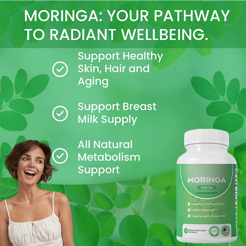 Moringa Capsules, Pura Moringa Leaf Energy, Metabolism & Immune Support, Healthcare Supplement & Vitamins 60pcs Dietary Supplement Capsules - Image 2