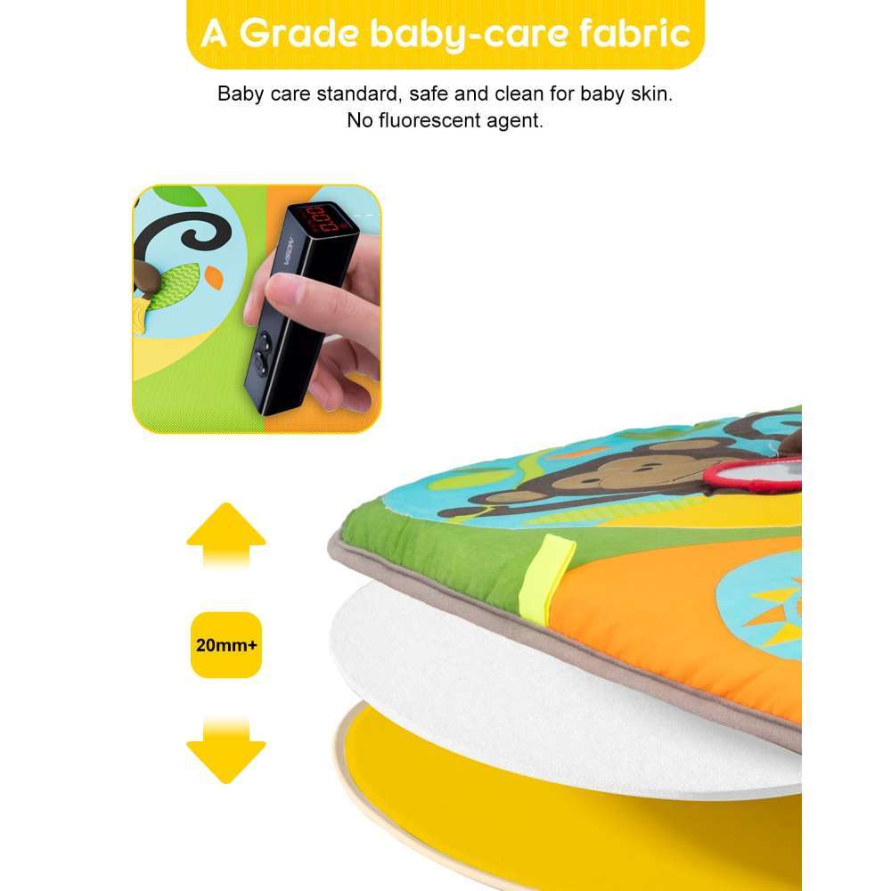 Keeygo Baby Play Mat Zoo Theme Sensory Infant Toys Keep Baby Occupied Toddler Activity Gym Develop Neck Strength Play Gym For Babies 0-6 Months Washable Baby Gyms Playmats - Image 3