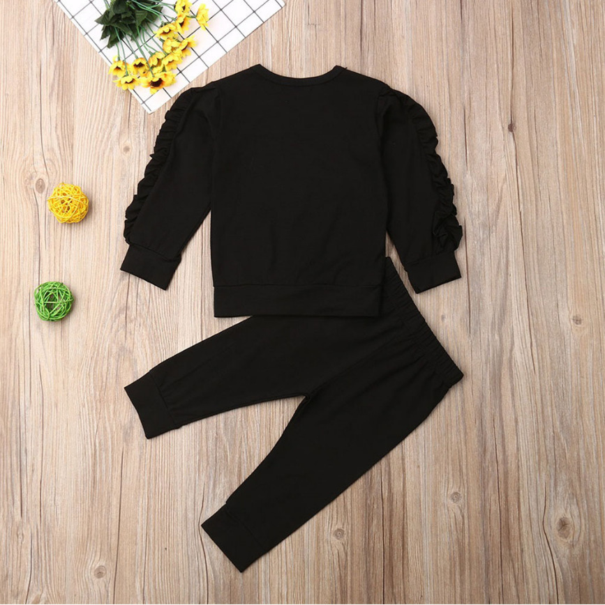 Newborn Baby Boys Girls Ruffles Jumper Solid Long Sleeve Sweatshirt Tops Pants Infant Kids 2Pcs Outfits Clothes Set Fall Clothes - Image 5
