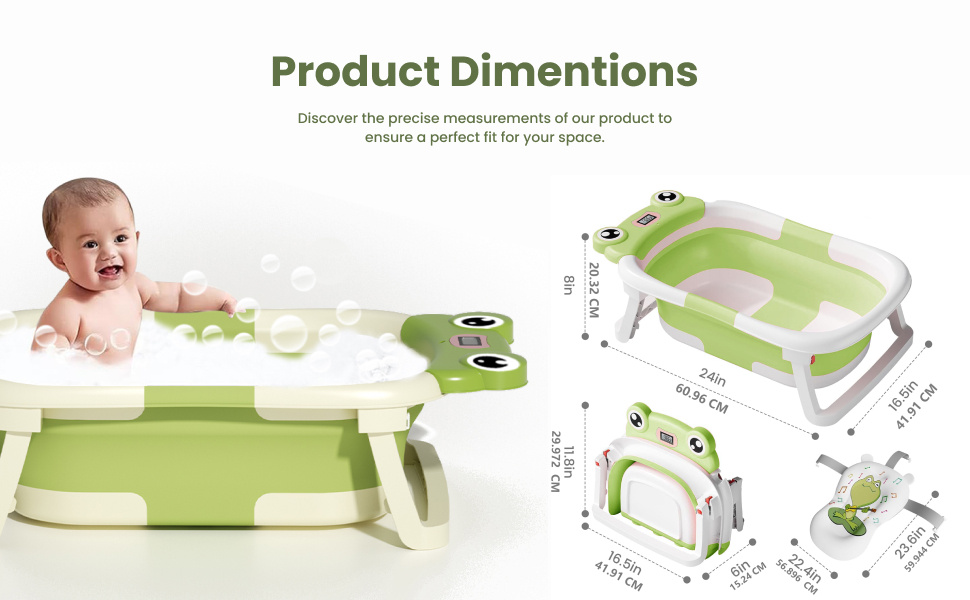 Collapsible Baby Bathtub , Foldable Baby Bath Tub With Soft Floating Cushion & Thermometer , Collapsible Portable Travel Baby Bath Tub With NoSlip Feets, Gray - Image 4