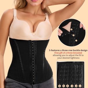 Waist Mesh Trainer Strapless For Women-Faja Colombian Girdle Hourglass -Steel Boned Corset Shapewear Tummy Waist Body Shaper With Extended Button