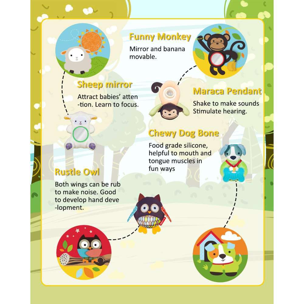 Keeygo Baby Play Mat Zoo Theme Sensory Infant Toys Keep Baby Occupied Toddler Activity Gym Develop Neck Strength Play Gym For Babies 0-6 Months Washable Baby Gyms Playmats - Image 7